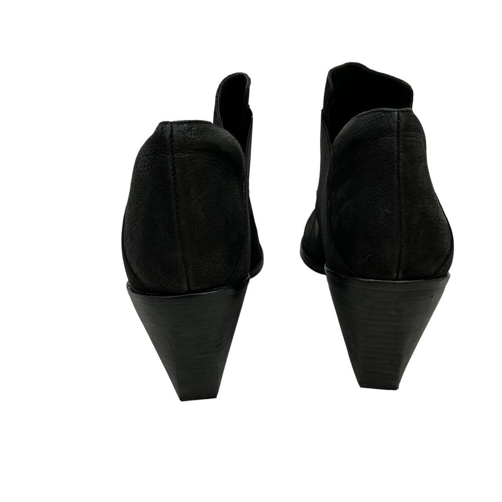 Eileen Fisher Even Tumbled Nubuck Leather Womens 11 Ankle Boots Black Elastic Go - Picture 4 of 12